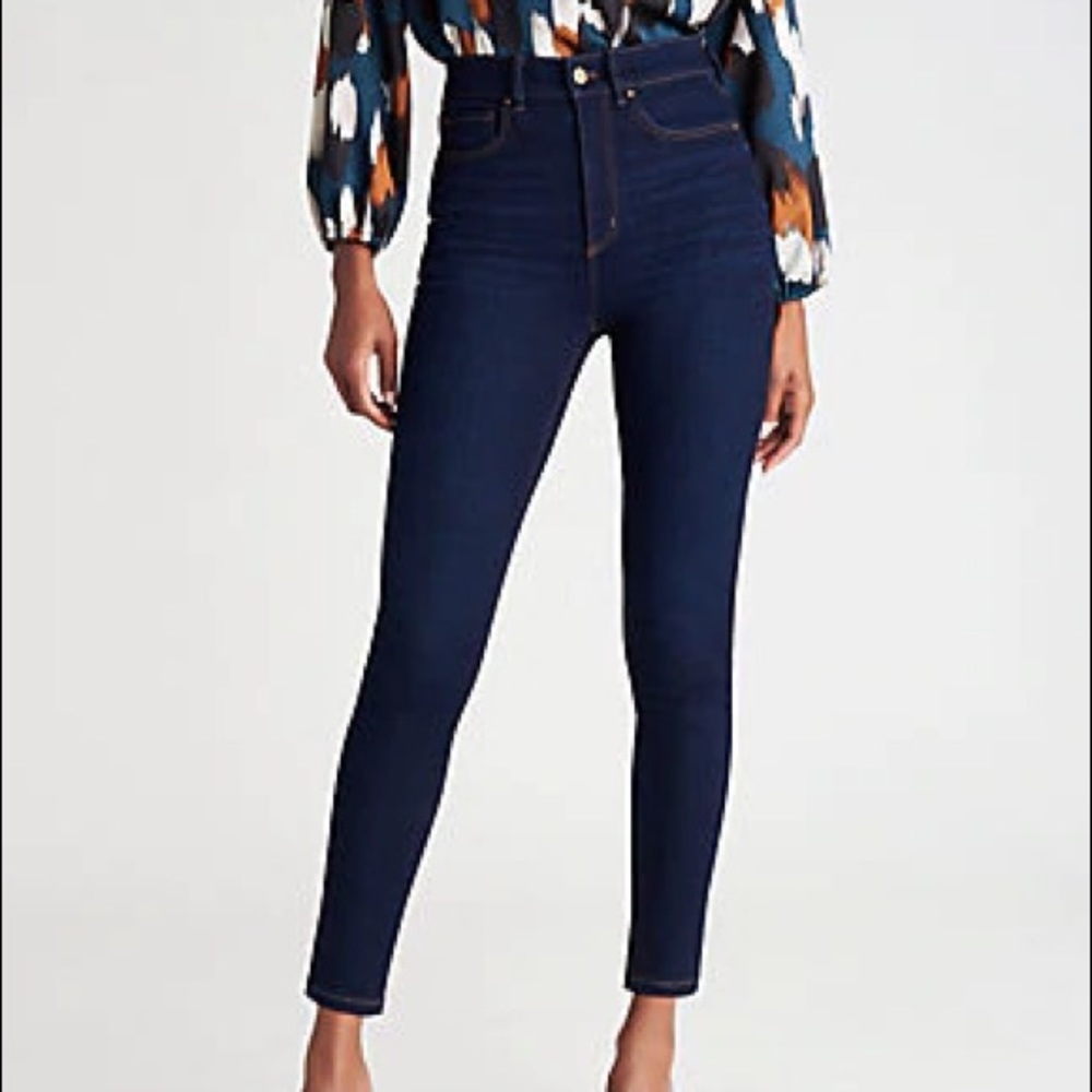 ANN TAYLOR Sculpting Pocket Dark Skinny Jeans